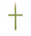 Pendentif croix or et zircons verts 18K