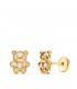 Pendientes osito nácar oro amarillo 18K 7mm. Pendientes de niña con cierre rosca tornillo, pendientes animales, oso