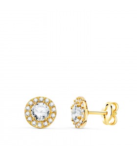 Pendientes Aria oro amarillo 18K 7mm. Pendientes niñas, pendientes pequeños mujer, segundo agujero.