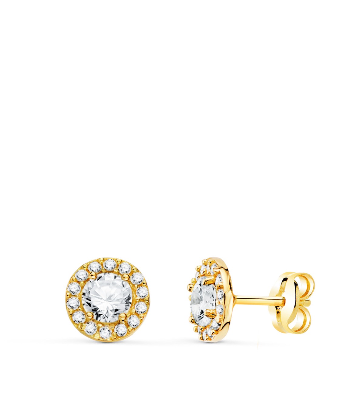 Boucles d'oreilles Aria or jaune 18K 7mm. Boucles d'oreilles fille, petites boucles d'oreilles femme, deuxième trou.