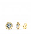 Puces d'oreilles Aria aigue-marine or jaune 18K 7mm
