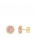 Pendientes Aria rosa oro amarillo 18K 7mm. Pendientes niñas, pendientes pequeños mujer, segundo agujero.