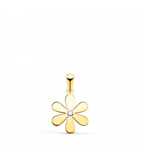 Pendentif Fille marguerite 14mm Or 750