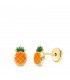 Ananas Ohrstecker | Ohrringe für Mädchen 750er Gold 6,5 mm