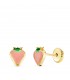 Ohrstecker mit emaillierten Erdbeeren | Ohrringe für Mädchen 6 mm, Pink
