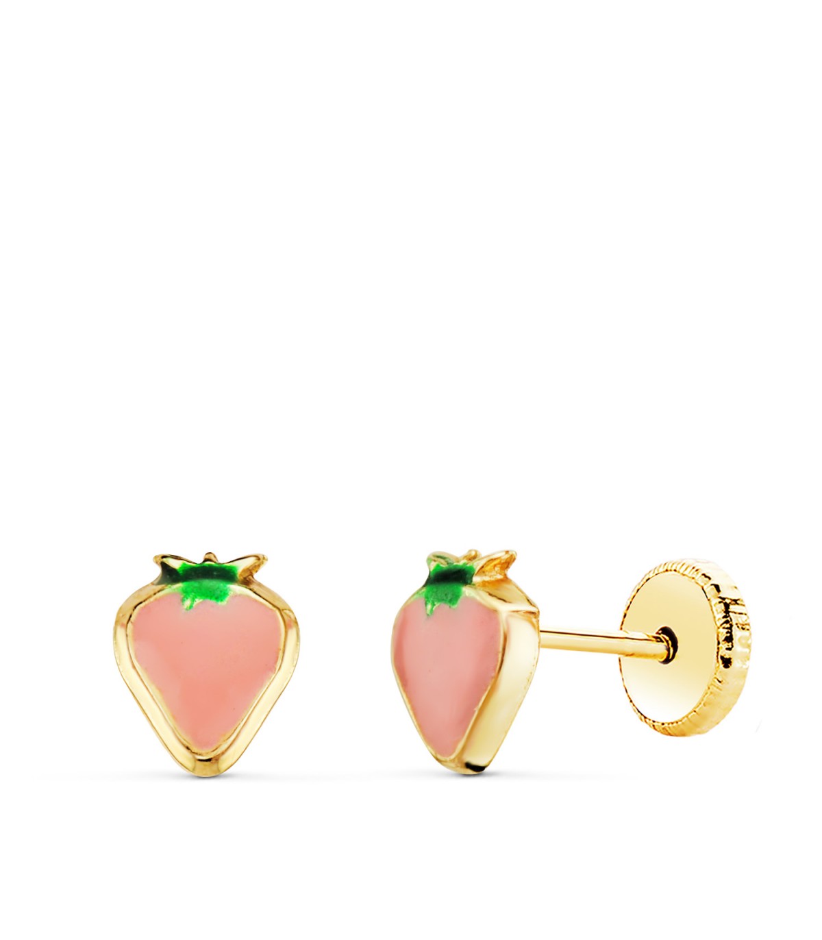 Ohrstecker mit emaillierten Erdbeeren | Ohrringe für Mädchen 6 mm, Pink