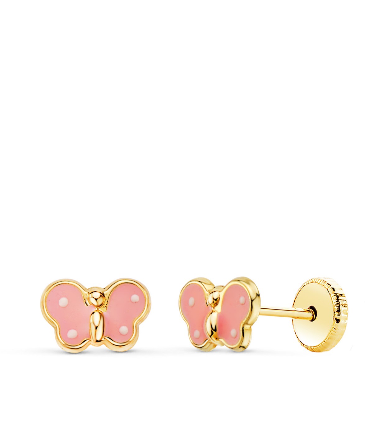 Orecchini bambina farfalla rosa Oro 18 Kt