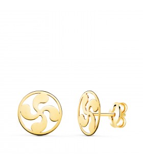 Orecchini Lauburu in Oro 18kt 8mm, motivo con cerchio e chiusura farfallina | Gioielli Donna Croce Basca
