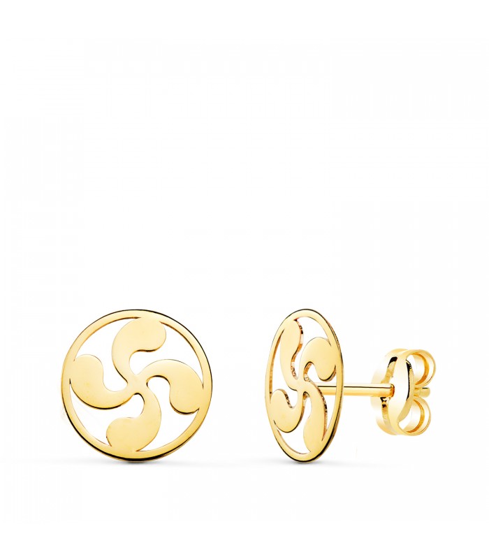 Ohrringe mit Lauburu-Motiv „Baskenkreuz“ aus poliertem Gold | Damen Ohrstecker 18K