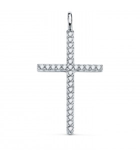 Kreuz mit Zirkonia (weiß) in Pavéfassung 31 mm - Kreuzkette und Damen-Anhänger