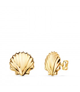 Orecchini conchiglia oro giallo 18kt - portafortuna del Cammino di Santiago - Design inspirato al mare
