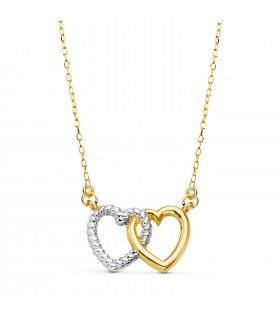 Collana Oro bicolore 18kt Cuori intrecciati