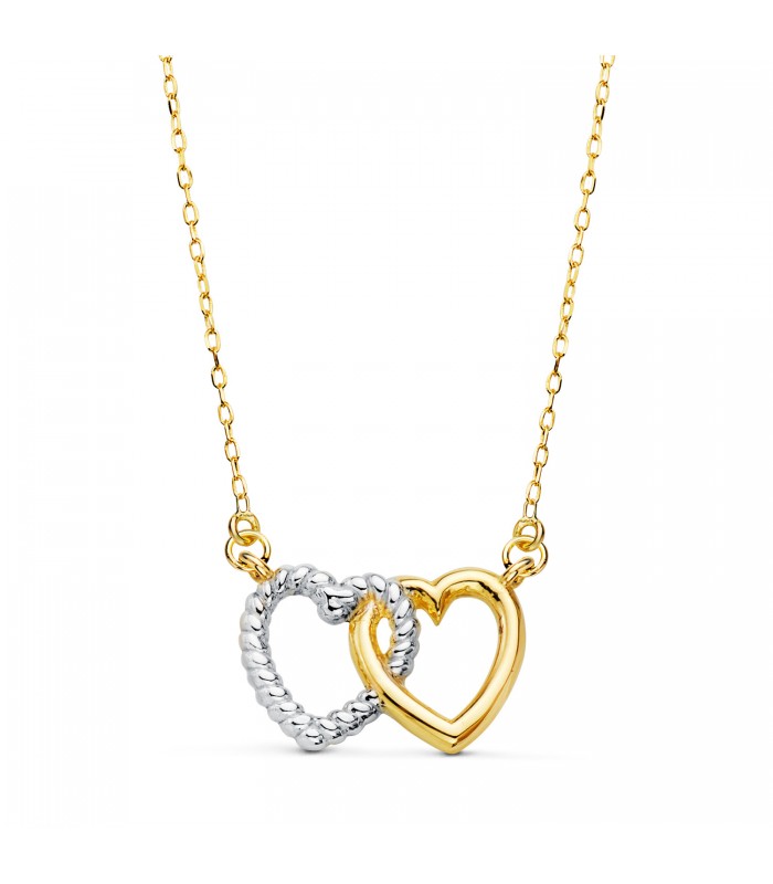 Collana Oro bicolore 18kt Cuori intrecciati