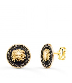 Boucles d'oreilles pour homme Méduse Noir, bijoux en ligne Or Jaune 18K