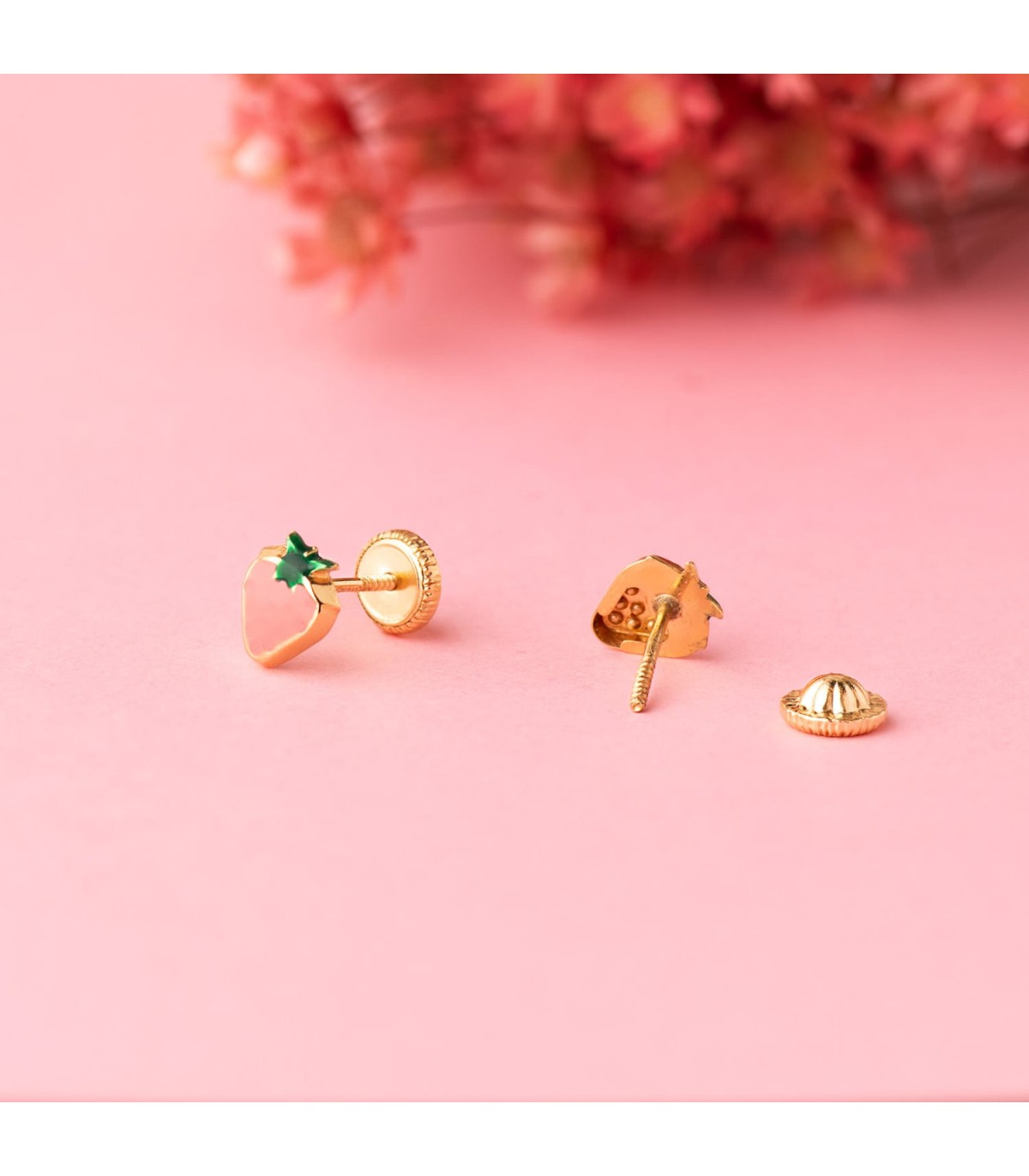Boucles d'oreilles fille Or 18K Fraise