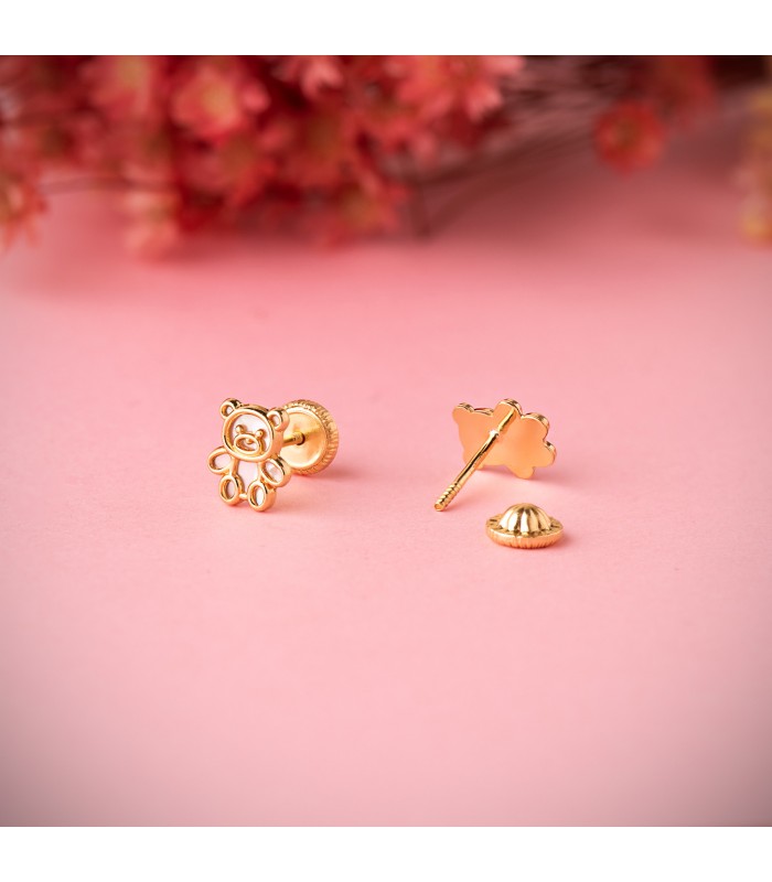 Boucles d'oreilles Ours nacre or jaune 18K 7mm