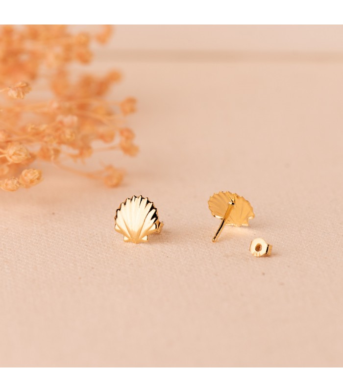 Concha del camino de Santiago 18K , Pendientes mujer oro. Joyas marinas: pendientes concha de mar.