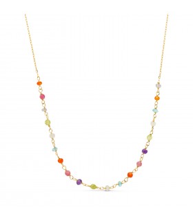 Gargantilla mujer Festival Oro 18K. Collar con piedras semipreciosas de colores.