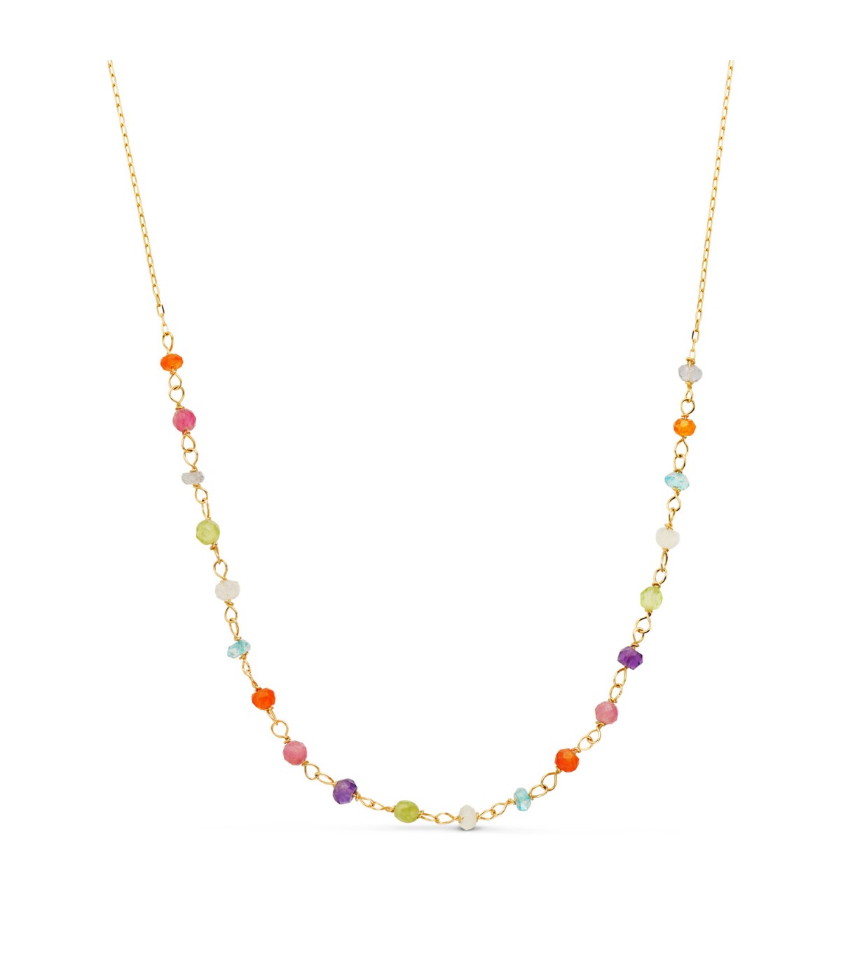 Gargantilla mujer Festival Oro 18K. Collar con piedras semipreciosas de colores.