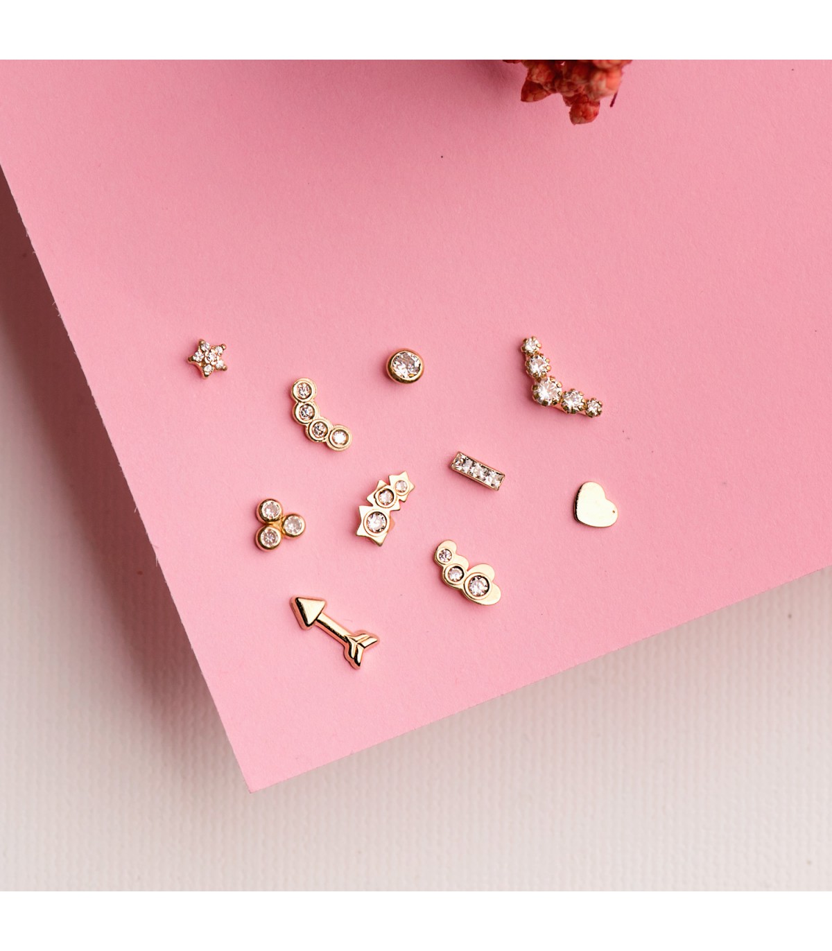 Piercing orecchio Oro giallo 18kt Cuori