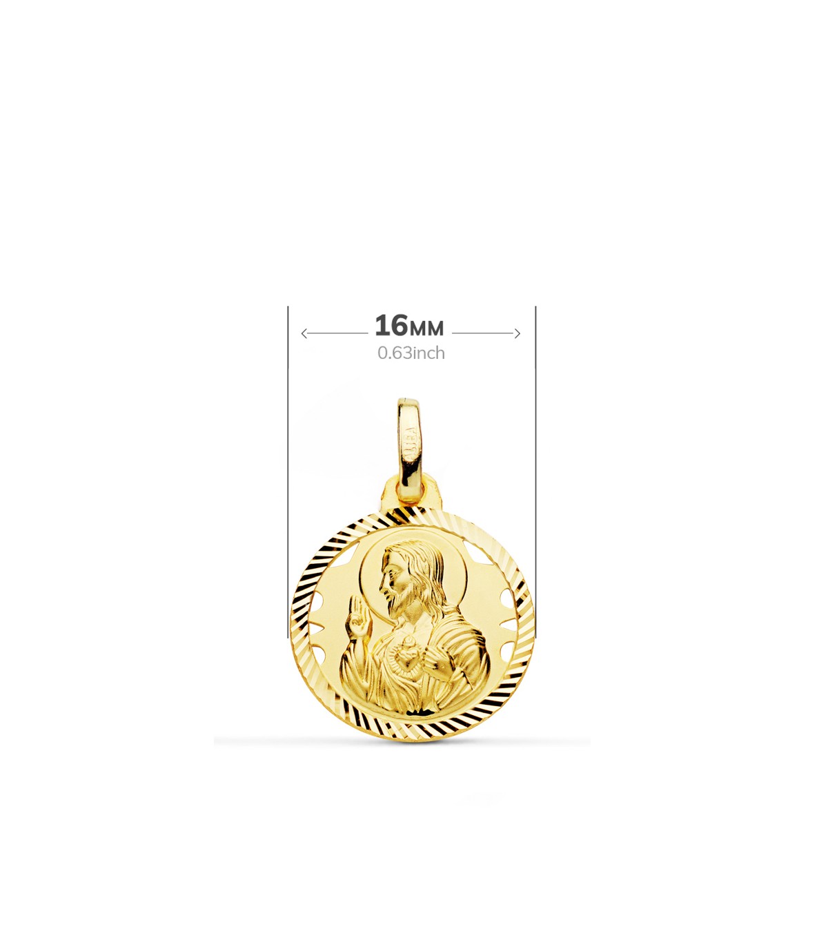 Escapulario V. Carmen y C. Jesús Oro 18K 16 mm Calado