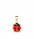 Pendentif Fille coccinelle Or 750. Bijoux coccinelles pour enfants, émail rouge et noir.