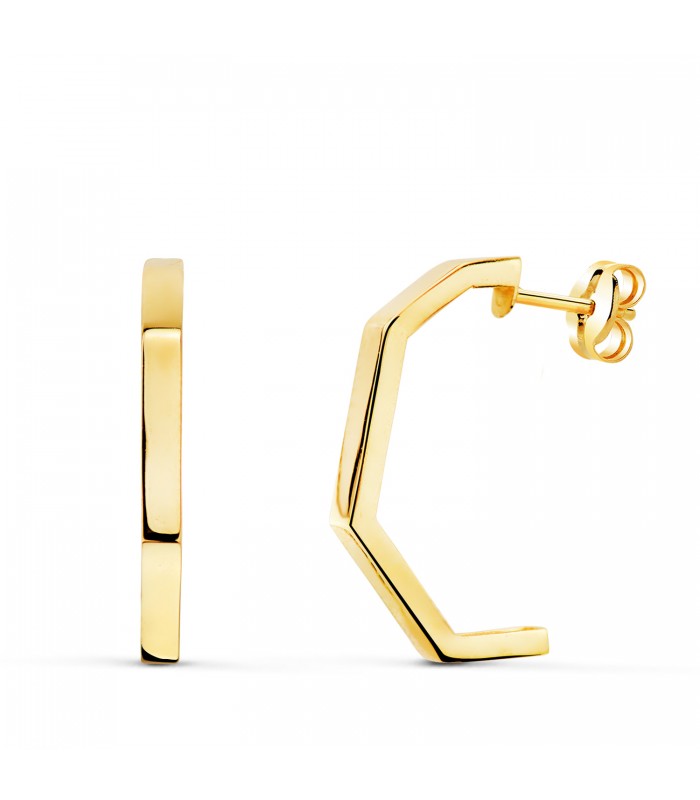 Orecchini geometrici oro 18kt aperti 19mm