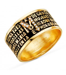 Anello Ave Maria Oro 18kt Smalto nero
