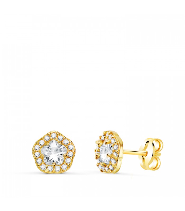 Pendientes Melody oro amarillo 18K 7mm. Pendientes niñas, pendientes pequeños mujer, segundo agujero.