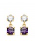 Boucles d'oreilles femme Barcelona Or 18K améthyste. Boucles d'oreilles pendantes, pierres couleurs.