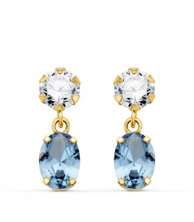 Orecchini in oro da donna Cartagena 18kt, pietre colorate Acquamarina