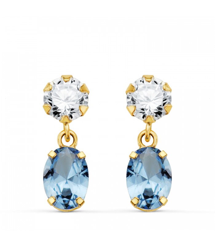 Orecchini in oro da donna Cartagena 18kt, pietre colorate Acquamarina