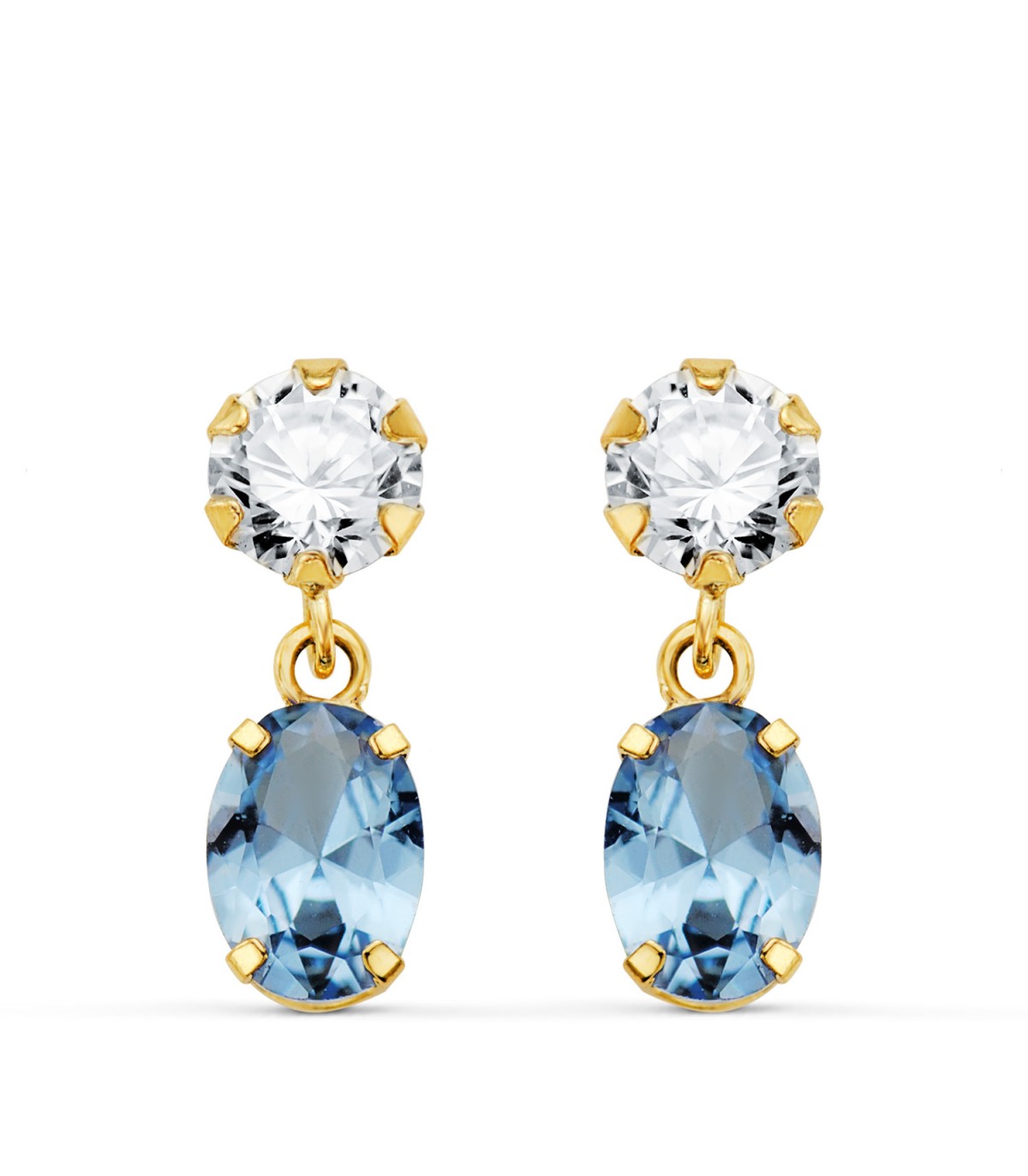 Orecchini in oro da donna Cartagena 18kt, pietre colorate Acquamarina