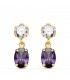 Ohrstecker Zirkonia Oval |Ohrhänger aus 750er Gelbgold 18 Karat Amethyst Farbe