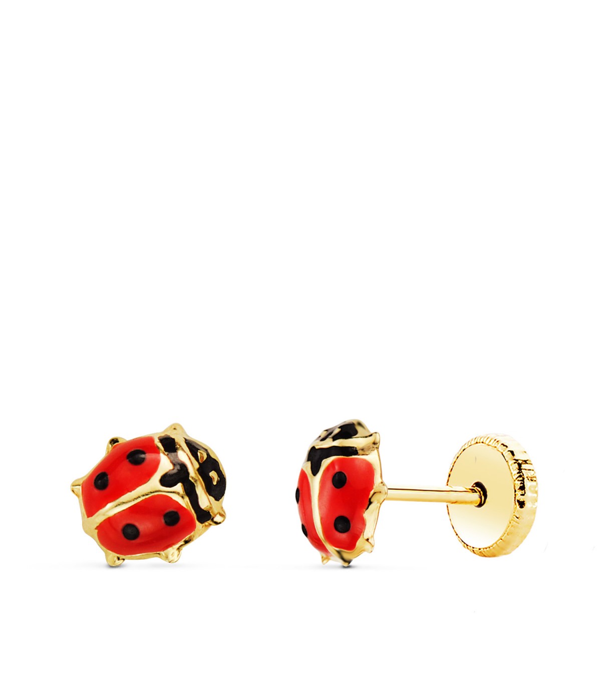 Orecchini oro Coccinella 6X5 mm 18 Kt, orecchini portafortuna da bambina
