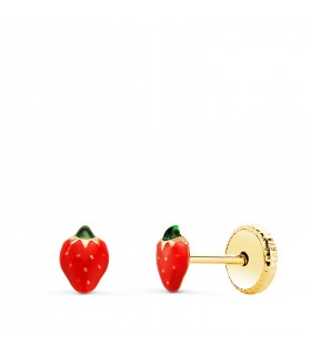 Orecchini fragoline 5,5 mm oro giallo 18 Kt per bambina e neonata