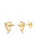 Boucles d'oreilles dauphin or 18K zircon. Clous d'oreilles avec fermoirs à vis.