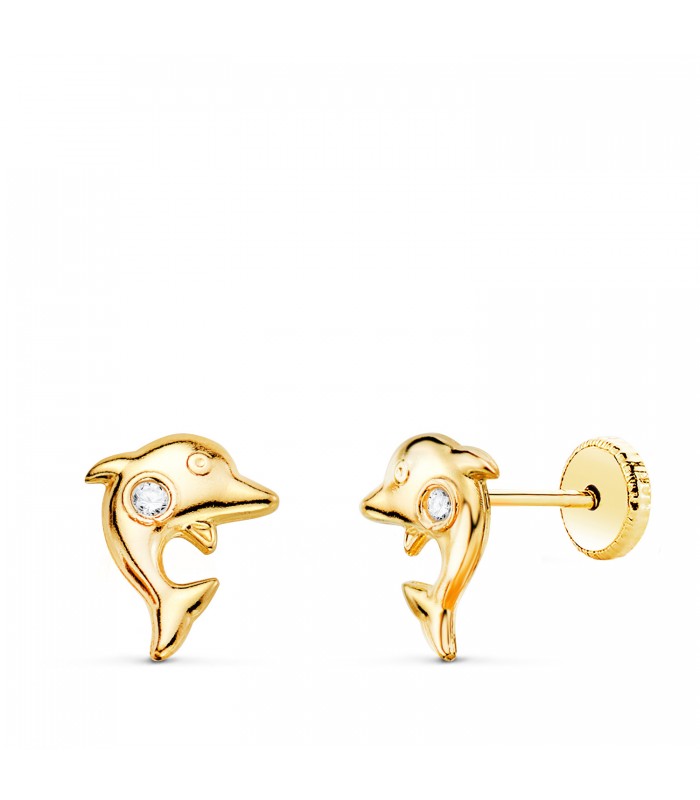 Orecchini delfino oro 18kt zircone
