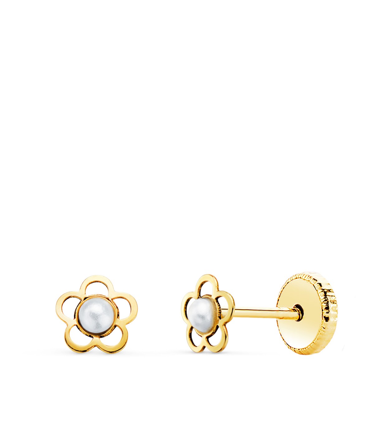 Boucles d'oreilles perles enfant en or jaune Tatiana 18 Carats