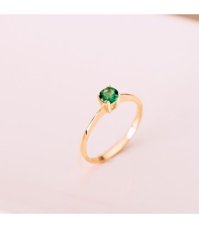 Anello solitario verde in oro giallo 18 carati - Anelli da donna con pietre colorate