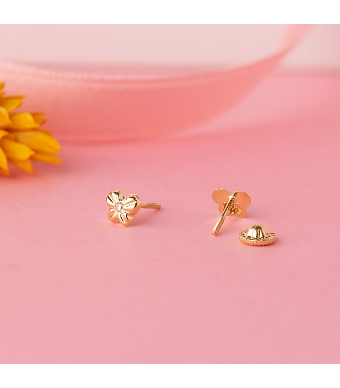 Boucle d'oreille pour bébé papillons et zircones 5.5mm, pour piercings femmes ou nouveau-née