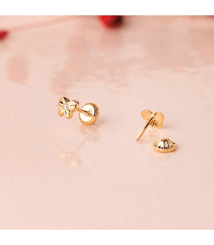 Boucles d'oreilles papillons avec zircones 5.5mm, puces d'oreilles femmes ou enfants