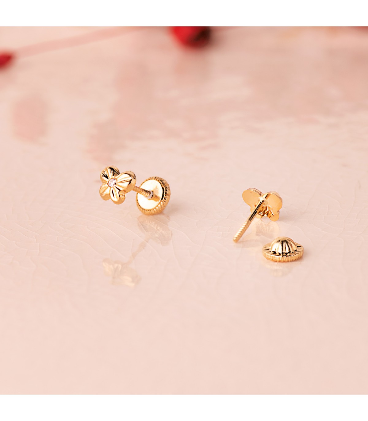 Boucles d'oreilles papillons avec zircones 5.5mm, puces d'oreilles femmes ou enfants