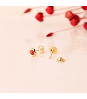 Orecchini perline di corallo per neonata o bambina, modello Magali 5 mm.