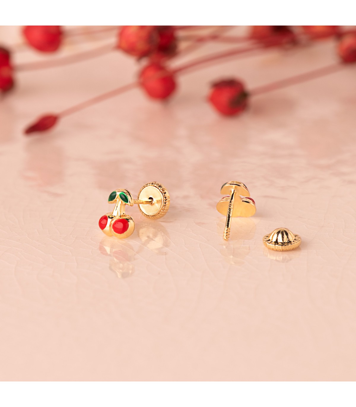pendientes de bebe cerezas