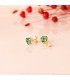 Orecchini punto luce Cuore con zirconi verdi, orecchini a lobo oro giallo 18 kt, da donna.