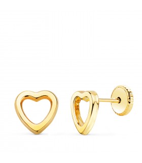 Orecchini lobo motivo cuore traforato | Orecchini in oro giallo Lucy 7mm 750 ‰, ideale San Valentino