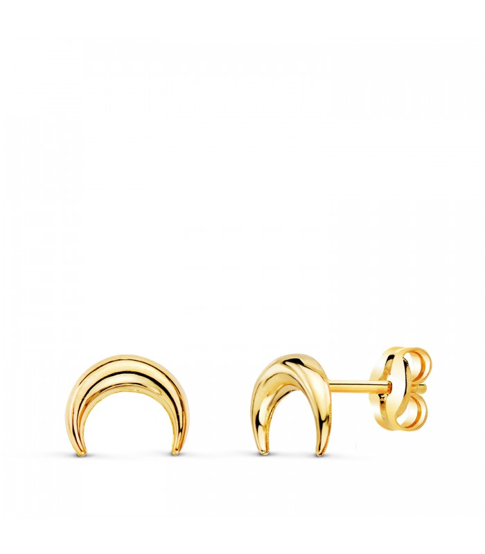 Pendientes Luna Invertida Mini Oro 18K. Pendientes pequeños, pendientes modernos.