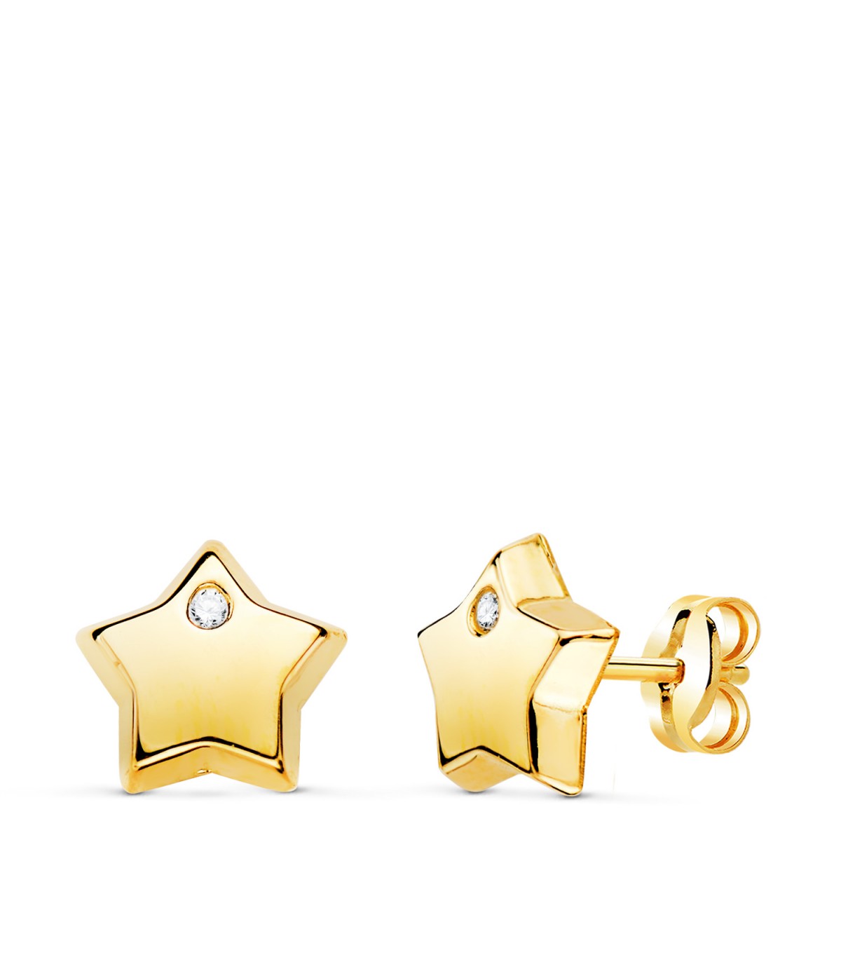 Stern Ohrstecker aus 18K Gelbgold 7,5 mm - Goldohrringe für Damen und Mädchen