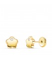 Boucles d'oreilles Fleur Zircon Or Jaune 18 K 6 mm